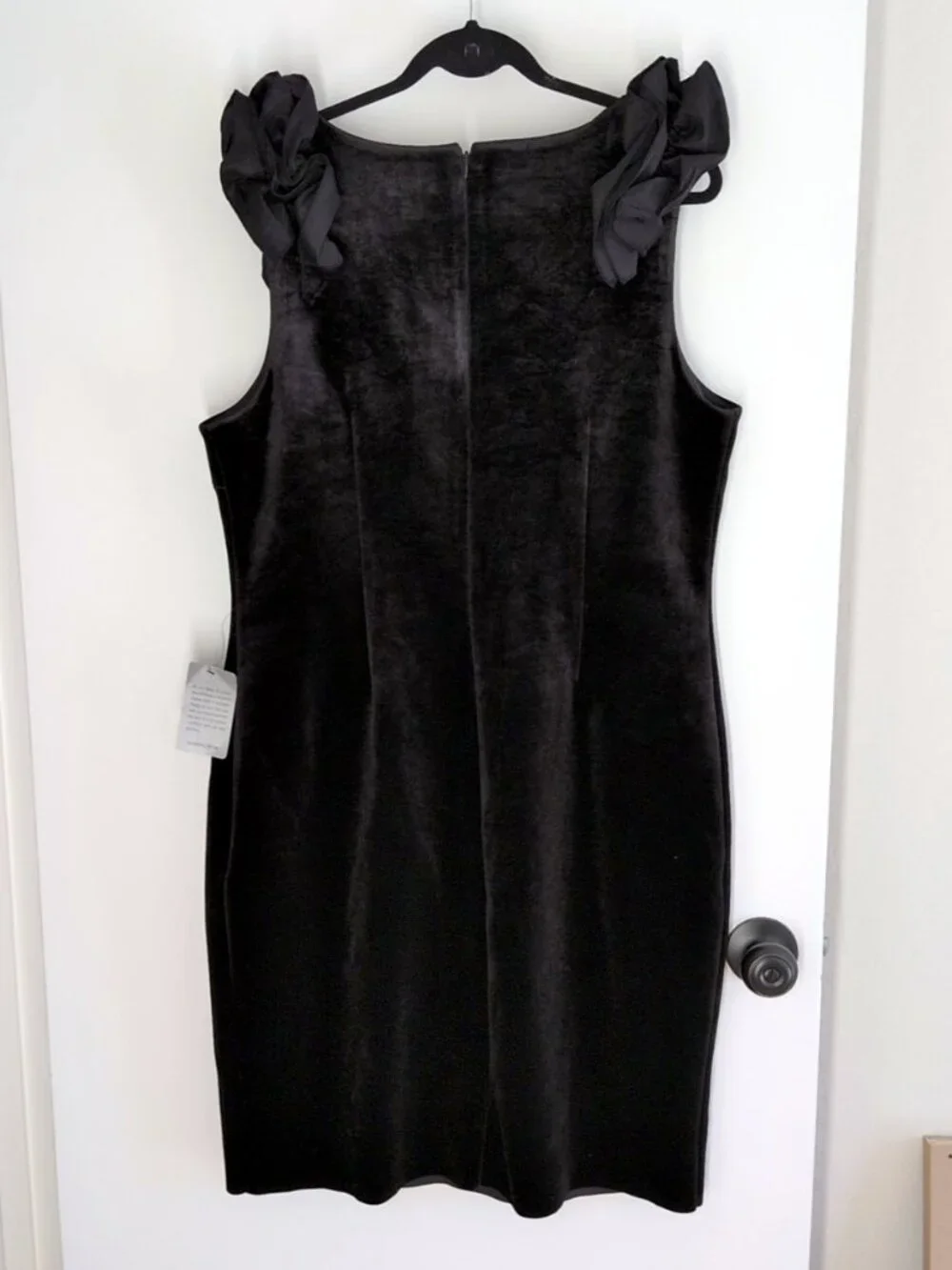 Chelsea28 black velvet sheath cocktail dress 18 NWT ruffle V-neck party LBD